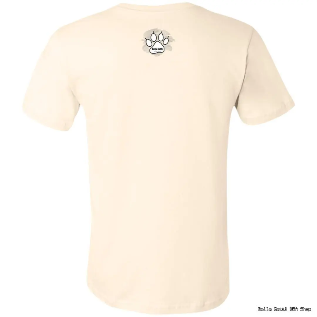 A beige short-sleeve t-shirt viewed from the back. Near the upper center is a small bear paw print graphic with the word Bearhug inside it. The rest of the shirt is plain with no other visible designs or text.