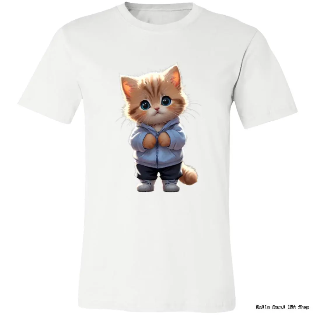 Cute kitten in hoodie t-shirt from Bella Gatti US Shop