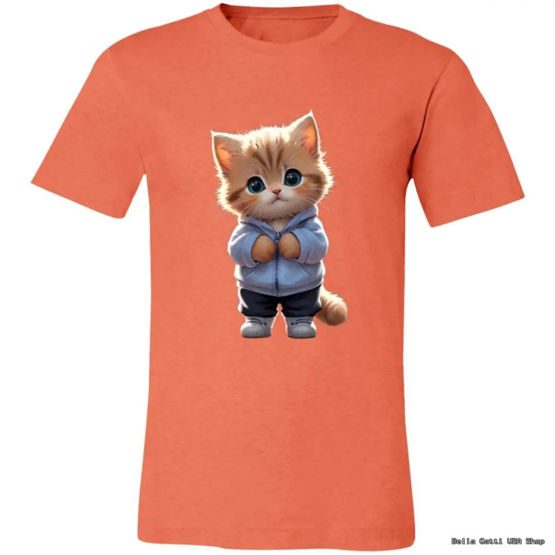 Cute kitten in hoodie on orange shirt, Bella Gatti US Shop