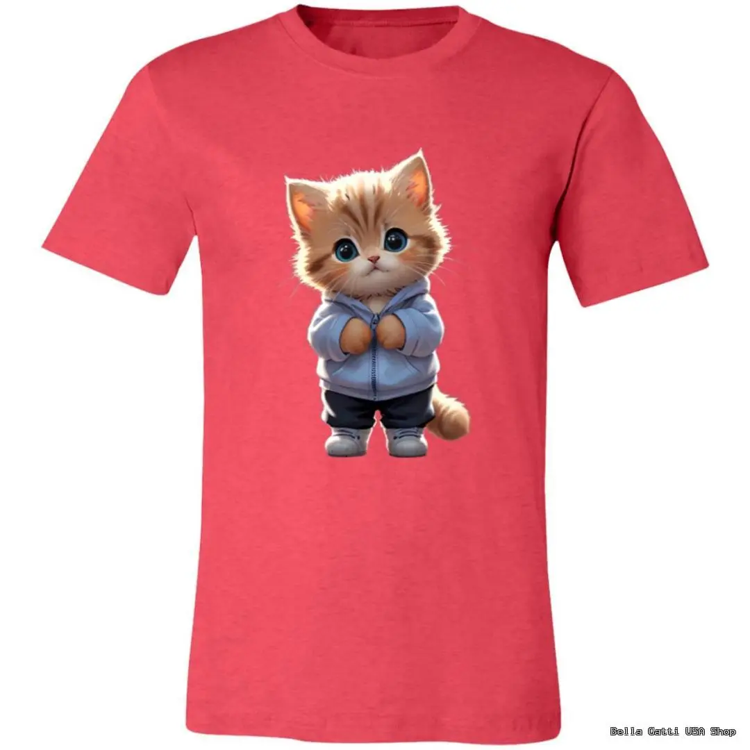 Red t-shirt with cute cat design, Bella Gatti US Shop