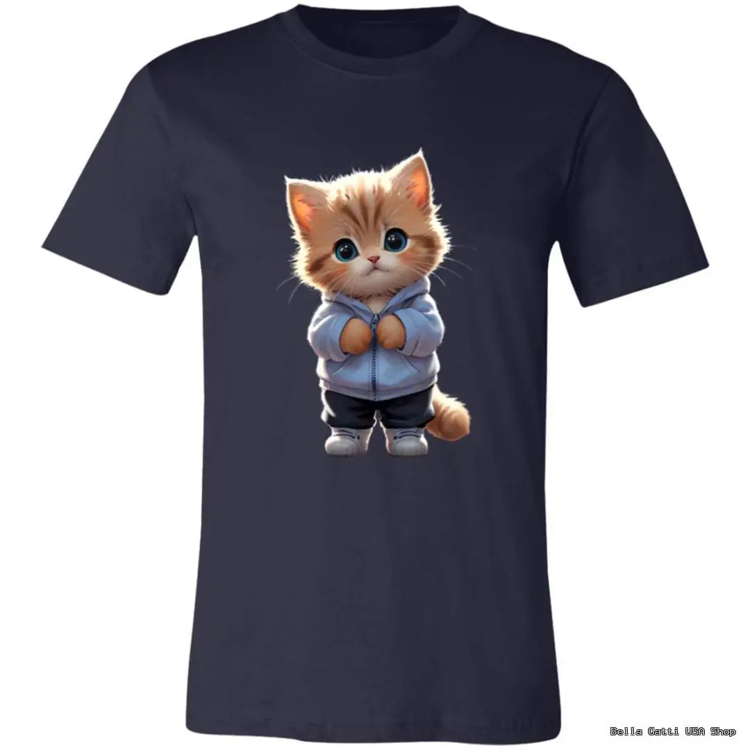 Cute kitten in hoodie on Bella Gatti US Shop t-shirt