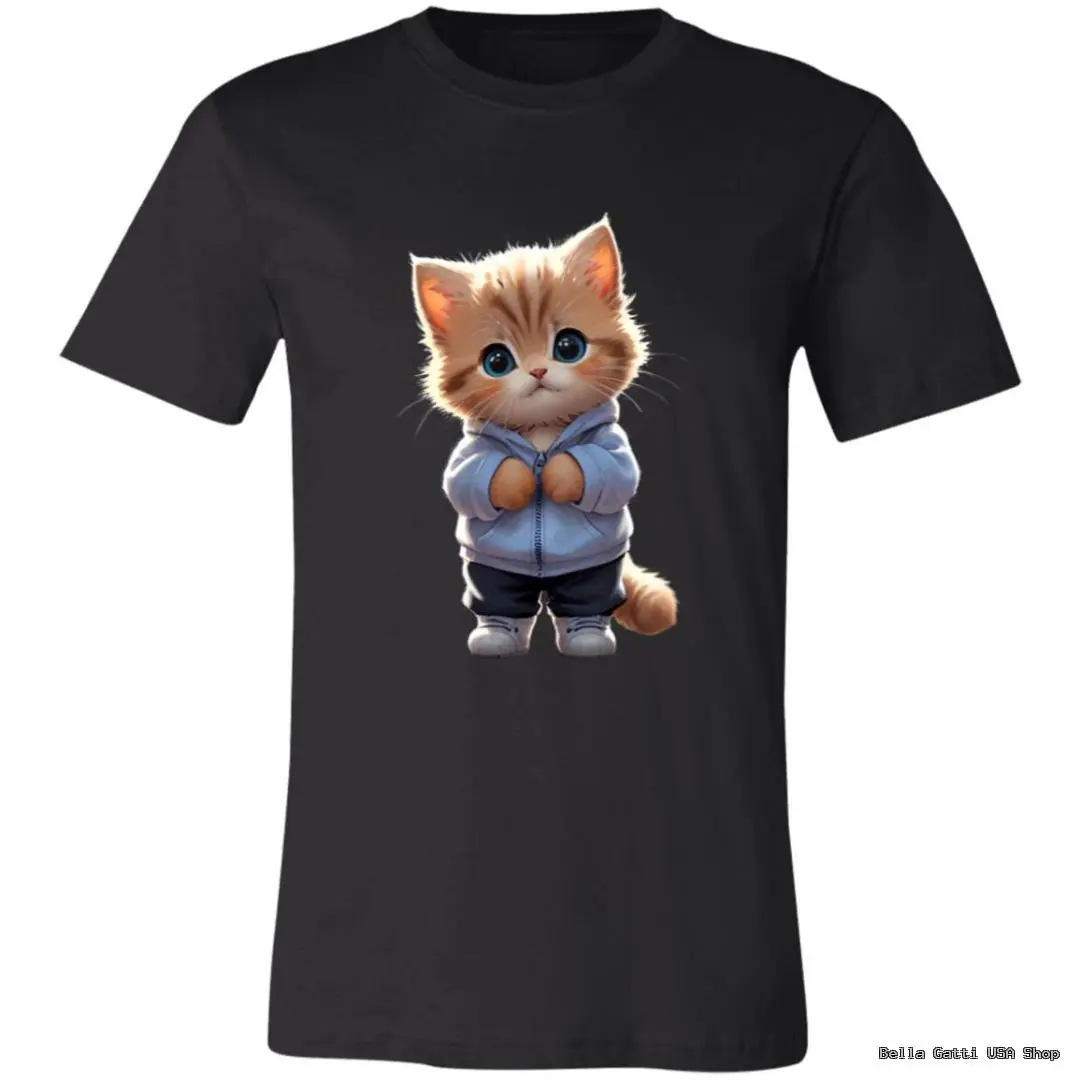 Cute kitten in hoodie on Bella Gatti US Shop t-shirt