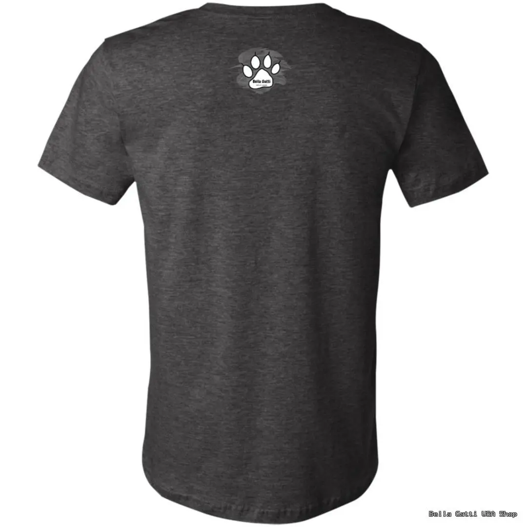 Back view of a Bella Gatti US Shop t-shirt with paw print logo.