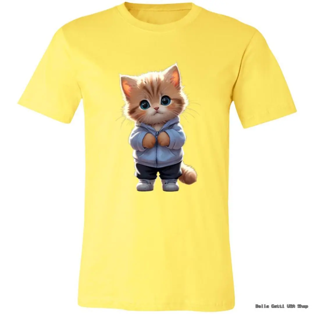 Yellow T-shirt with cute cat design from Bella Gatti US Shop
