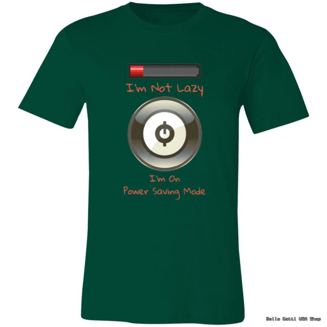 Green t-shirt with power saving mode design, Bella Gatti US Shop.