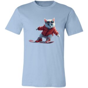 Bella Gatti US Shop t-shirt with cool cat snowboarding design