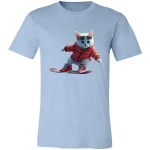 Bella Gatti US Shop t-shirt with cool cat snowboarding design
