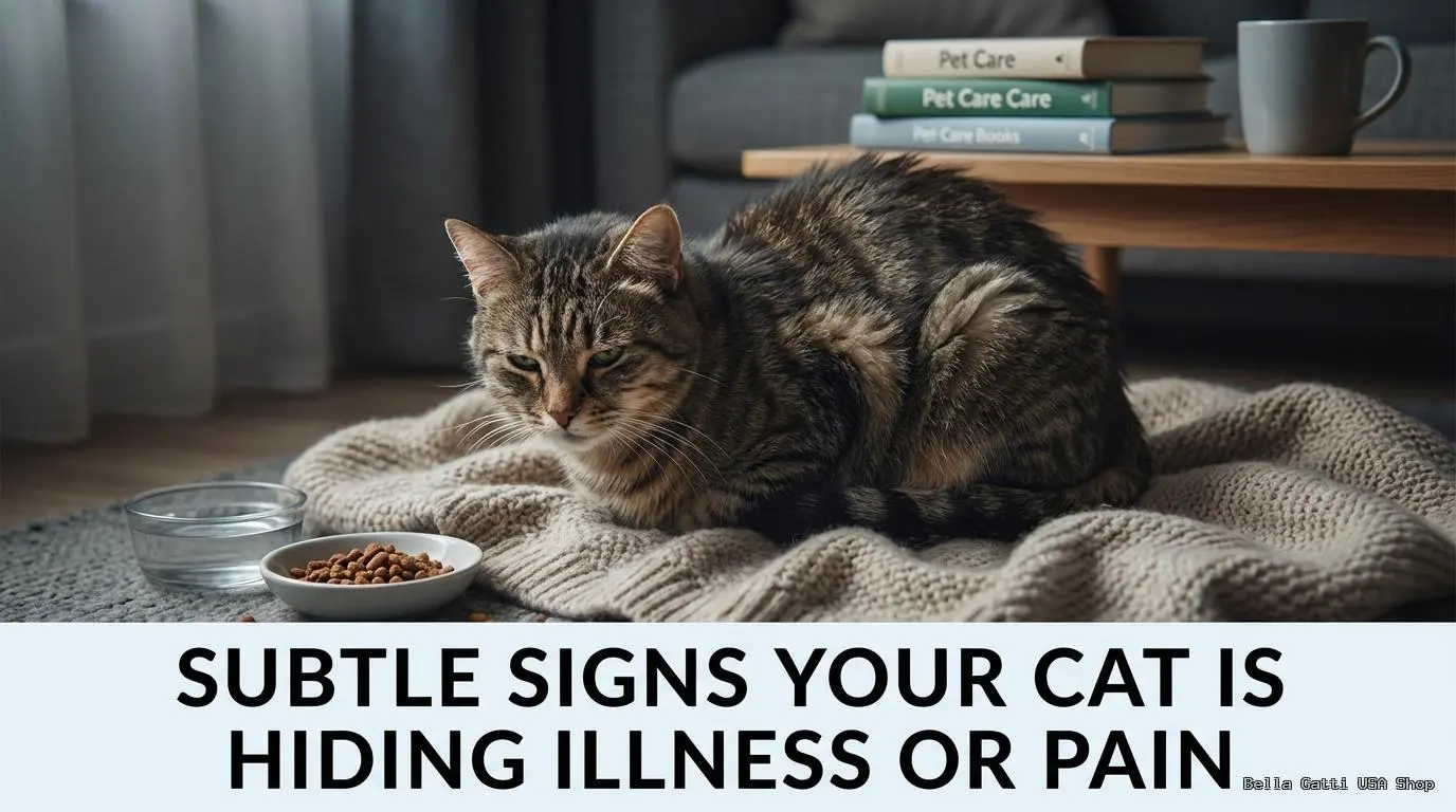 Cat showing signs of illness on couch.