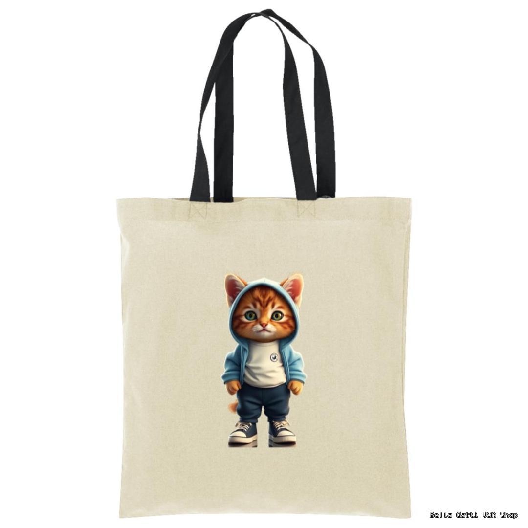 Bella Gatti US Shop tote bag with cute cat in hoodie