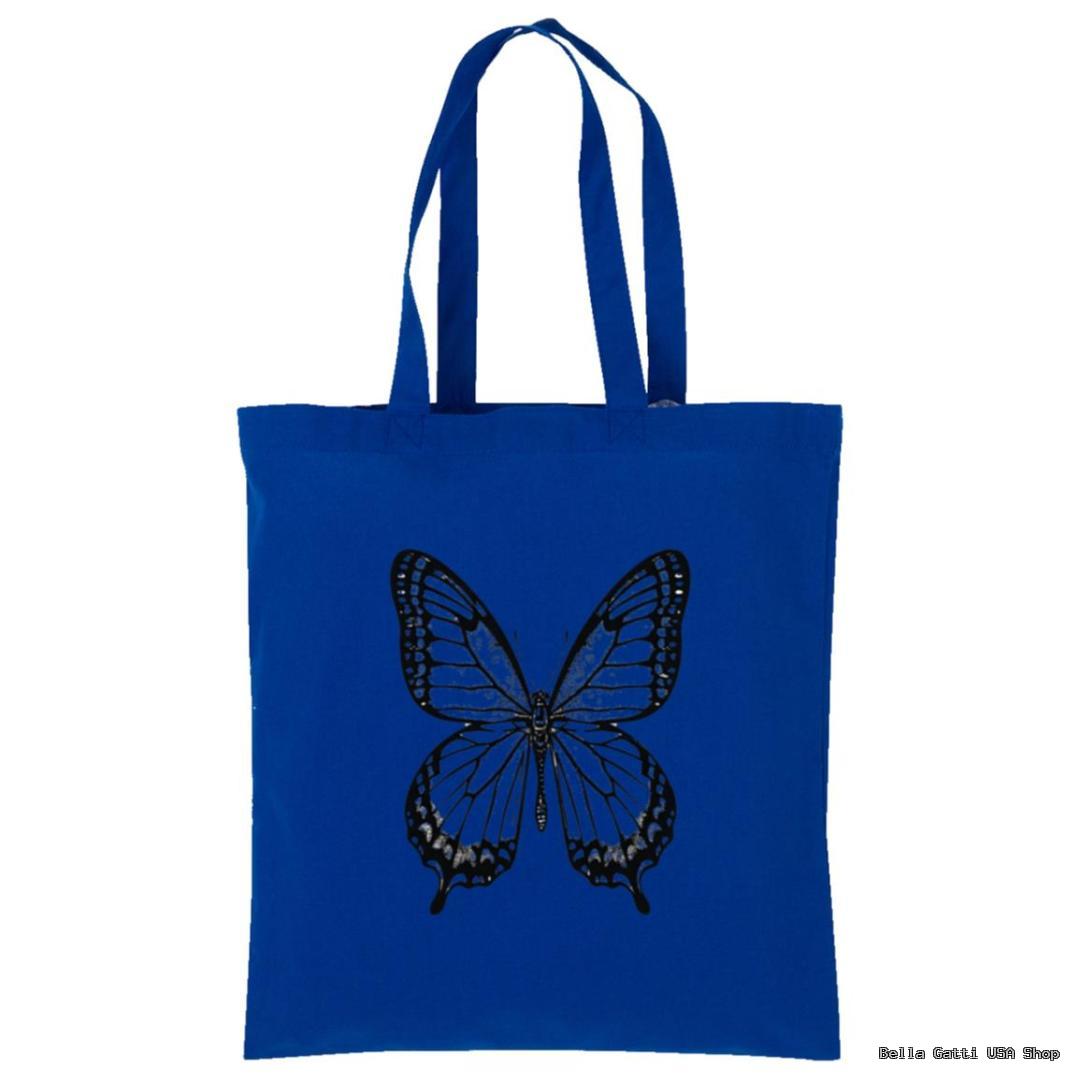 Blue tote bag with butterfly design, Bella Gatti US Shop