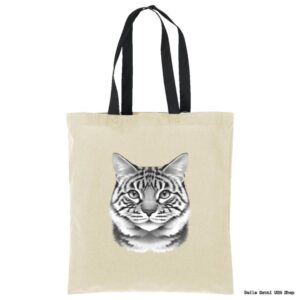 Canvas tote bag with a cat illustration from Bella Gatti US Shop.