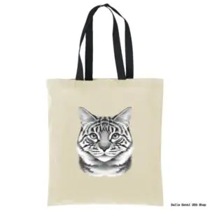 Canvas tote bag with a cat illustration from Bella Gatti US Shop.
