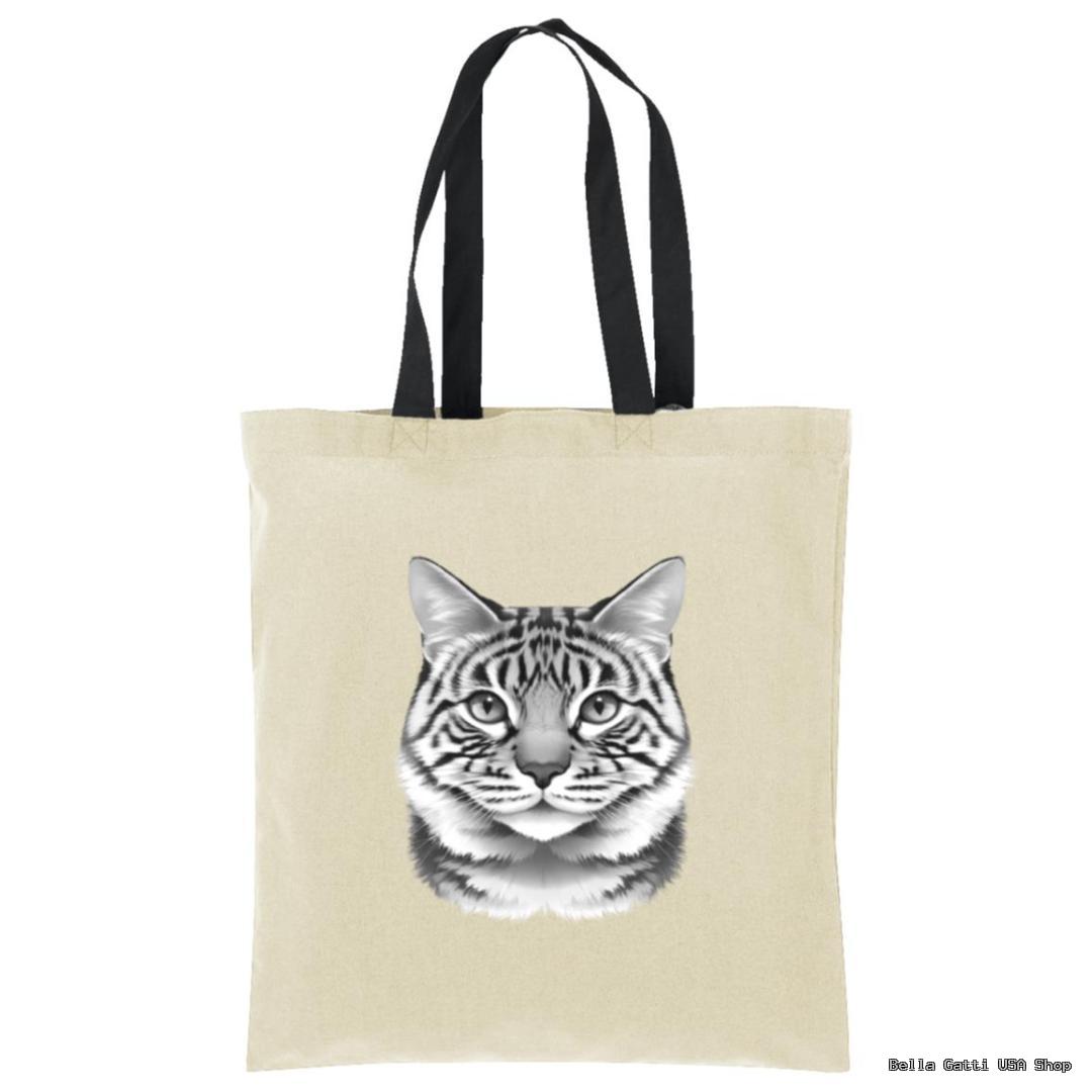 Canvas tote bag with a cat illustration from Bella Gatti US Shop.