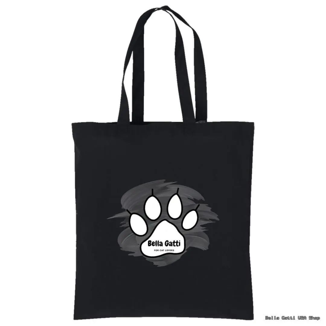 Bella Gatti US Shop black tote bag with paw print design
