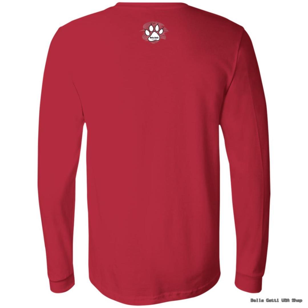 Red long-sleeve shirt with paw print logo, Bella Gatti US Shop