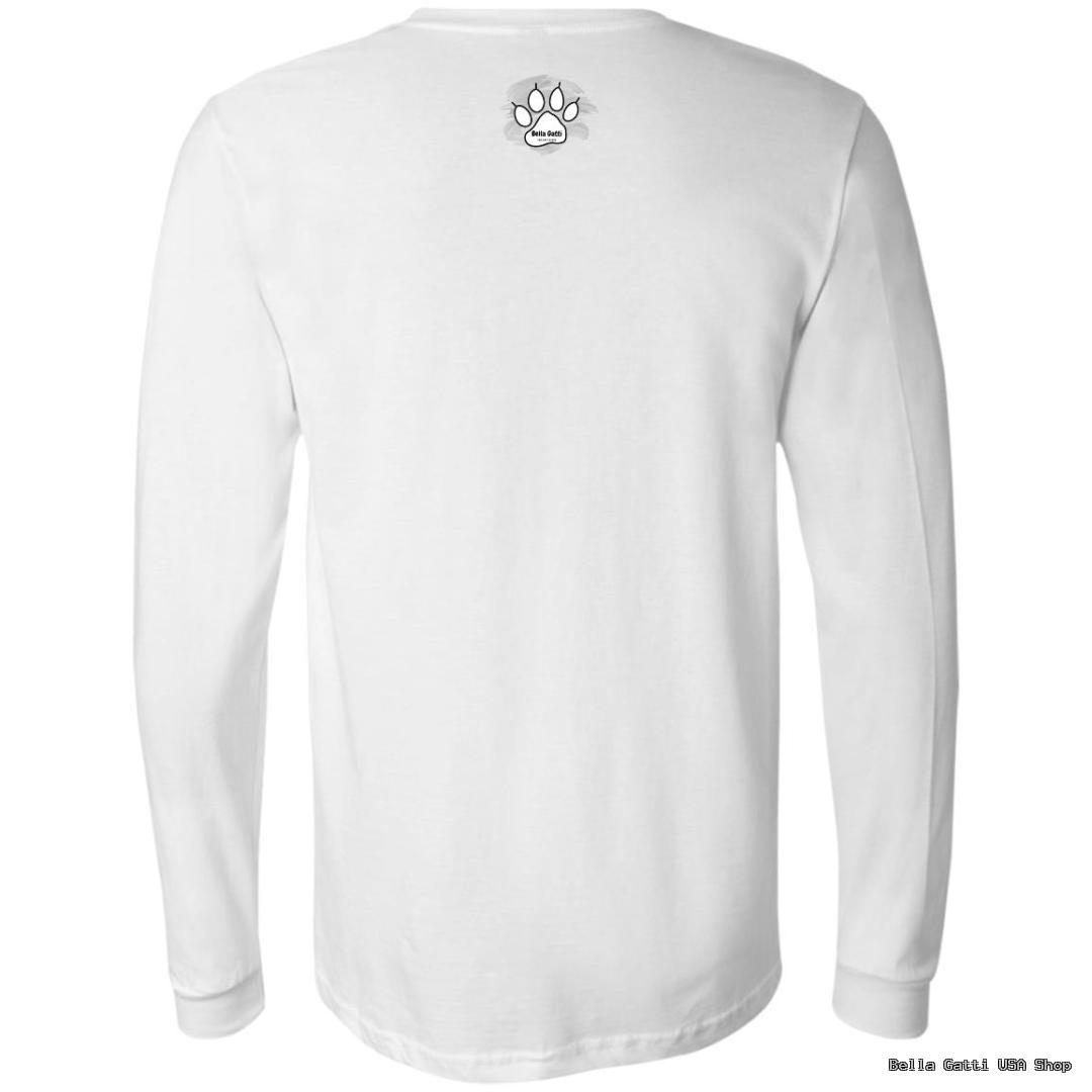 Bella Gatti US Shop white long-sleeve shirt with paw print logo on back.