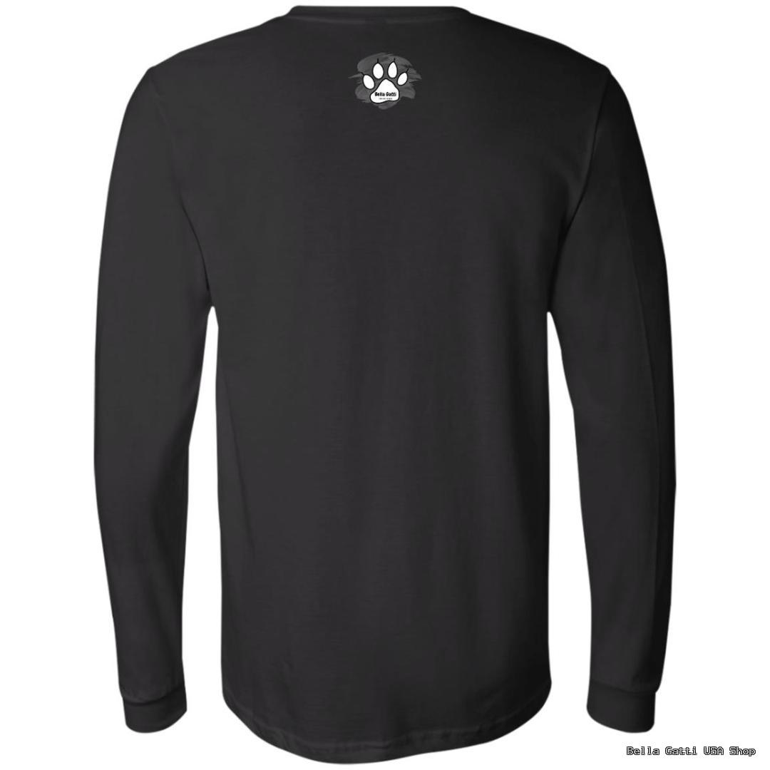 Bella Gatti US Shop black long sleeve shirt with paw print logo on back.