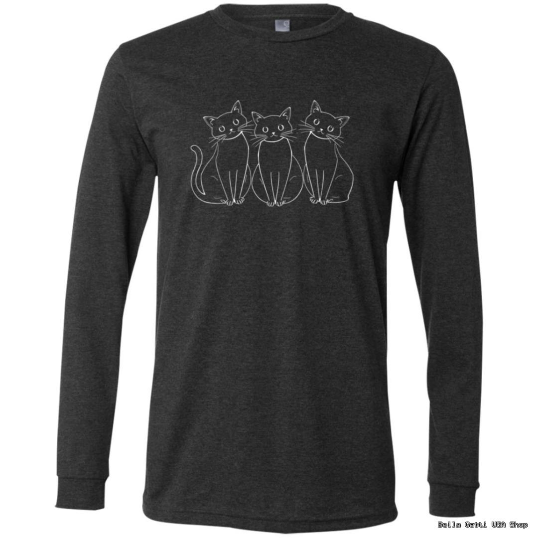 Black long sleeve shirt with three cat outlines