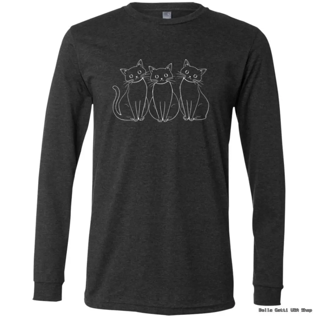 Black long sleeve shirt with three cat outlines