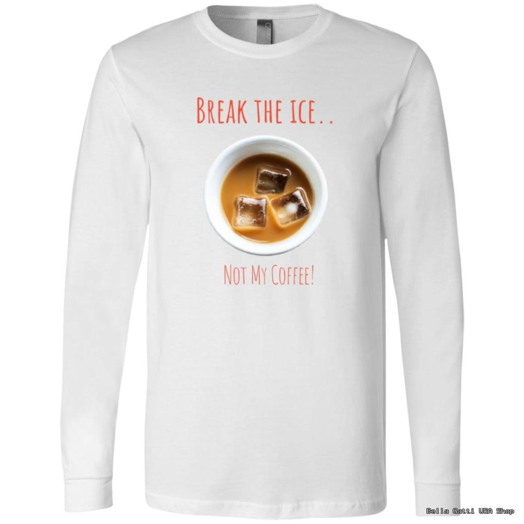 White shirt with ice coffee design and funny text.