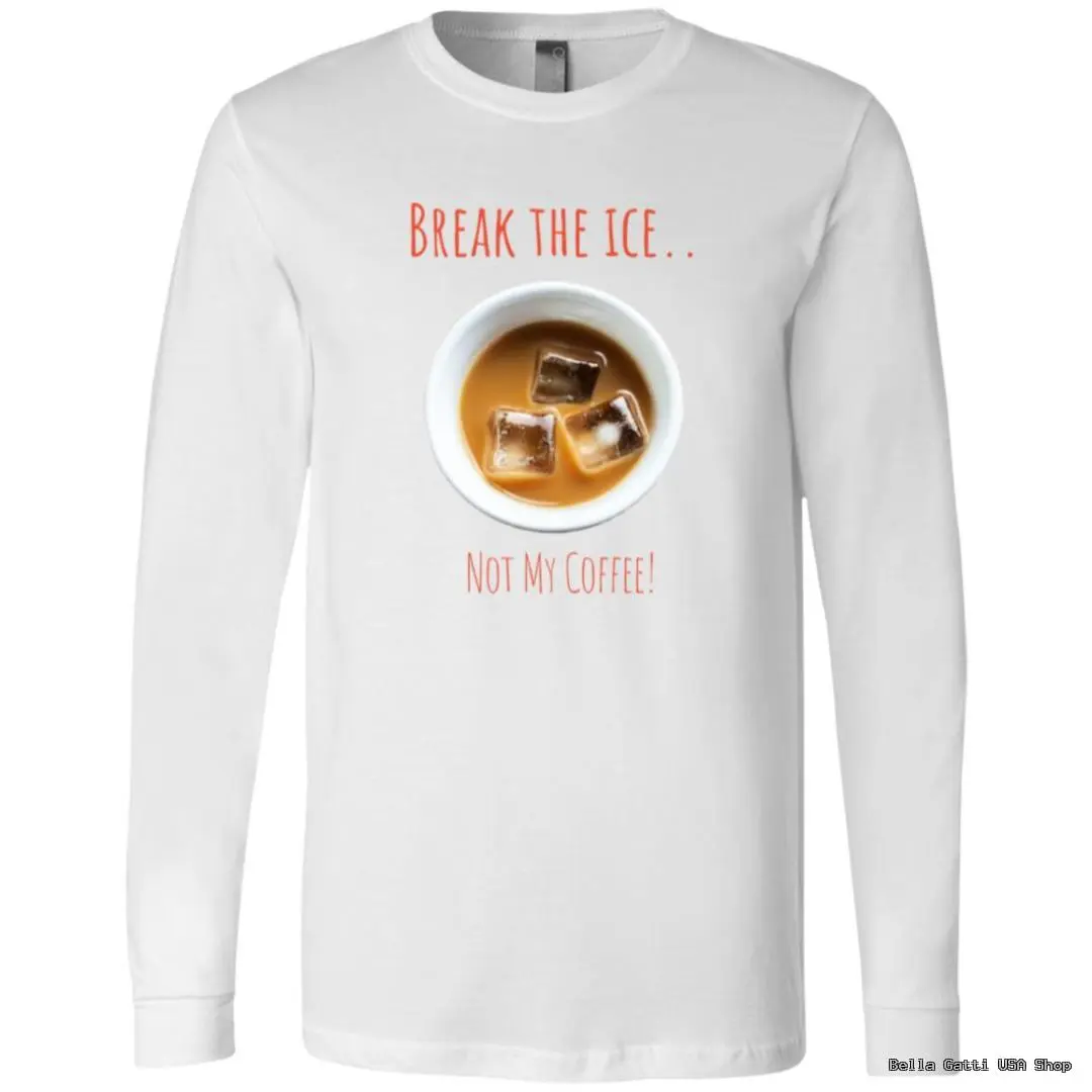 White shirt with ice coffee design and funny text.