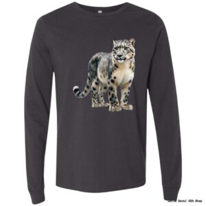 Black shirt with snow leopard print