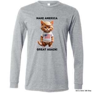 Gray shirt with patriotic cat design