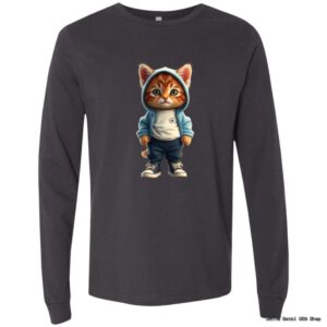 Shirt with cartoon cat in hoodie design
