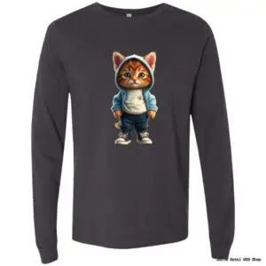 Shirt with cartoon cat in hoodie design