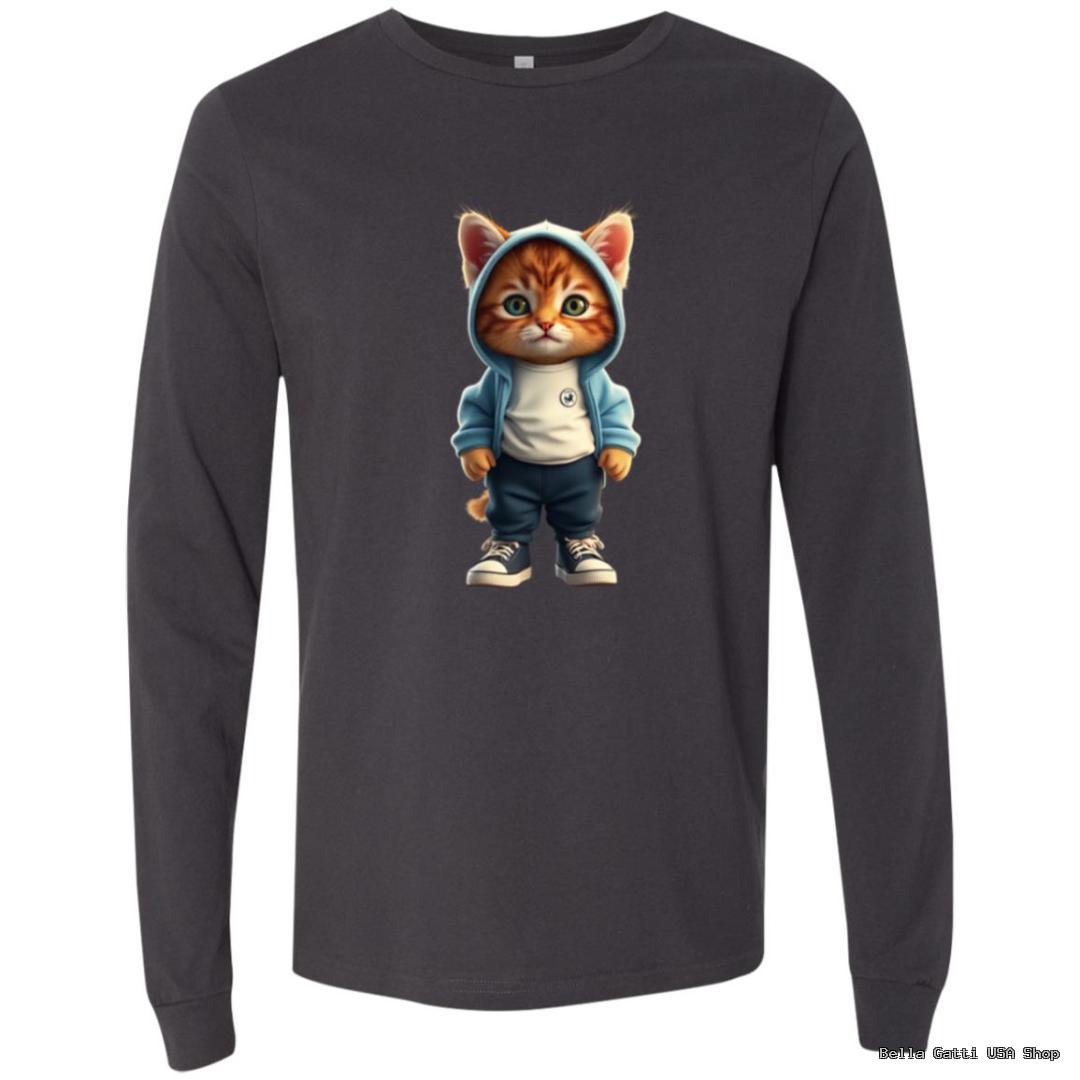 Shirt with cartoon cat in hoodie design