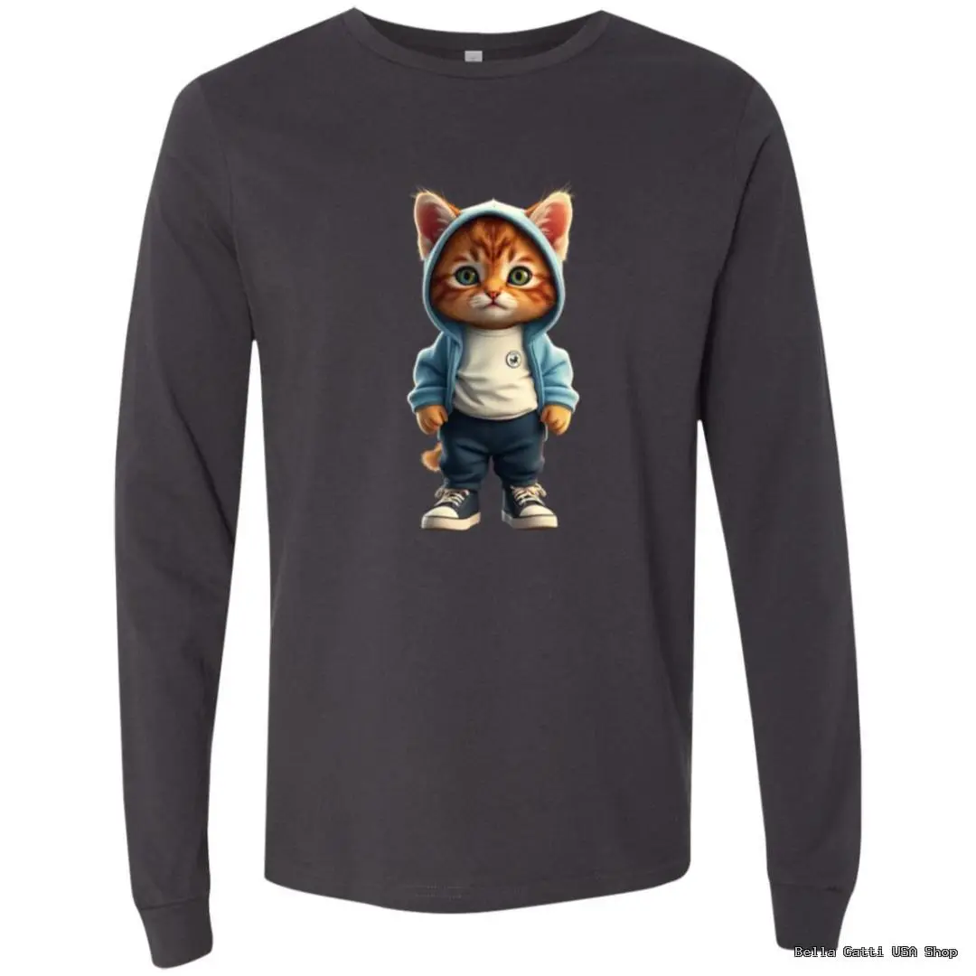 Shirt with cartoon cat in hoodie design