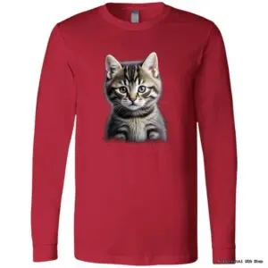 Red shirt with cute kitten print
