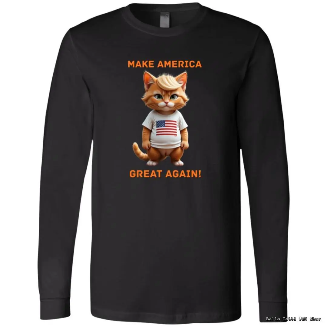Cat in MAGA shirt with American flag