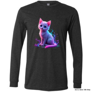 Black shirt with a neon cat design