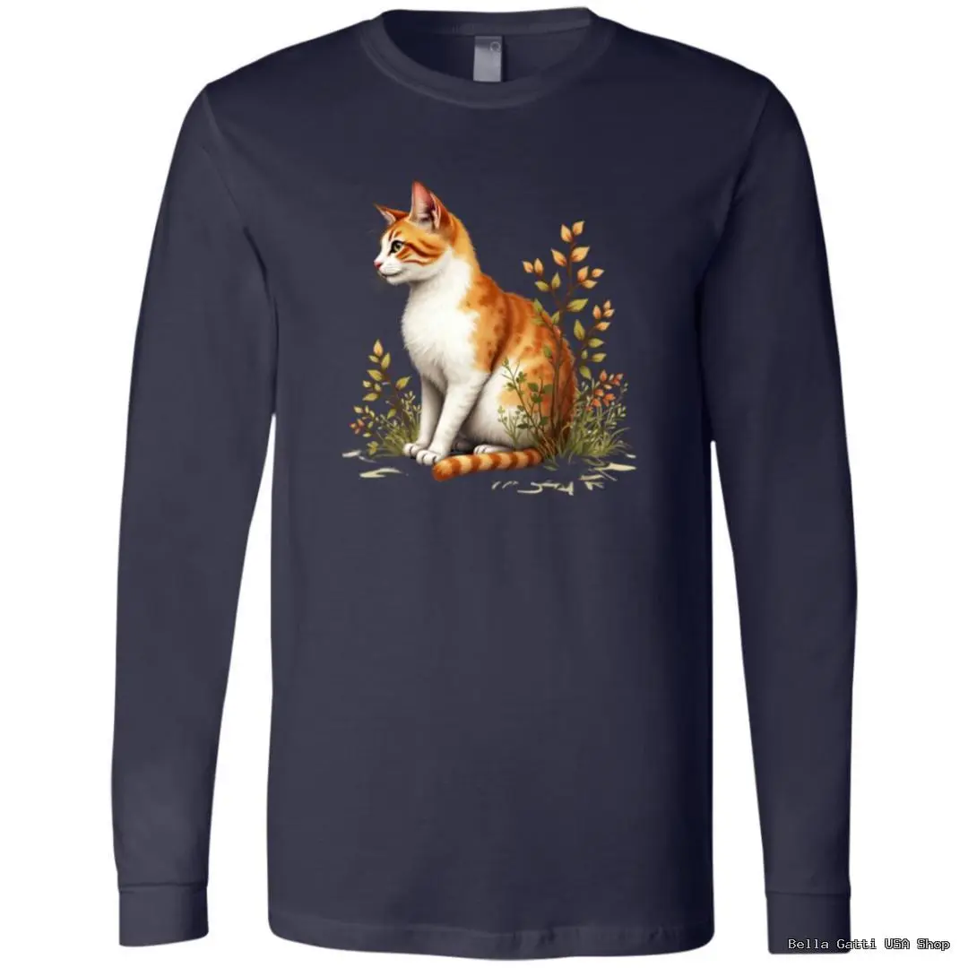 Navy shirt with cat design.