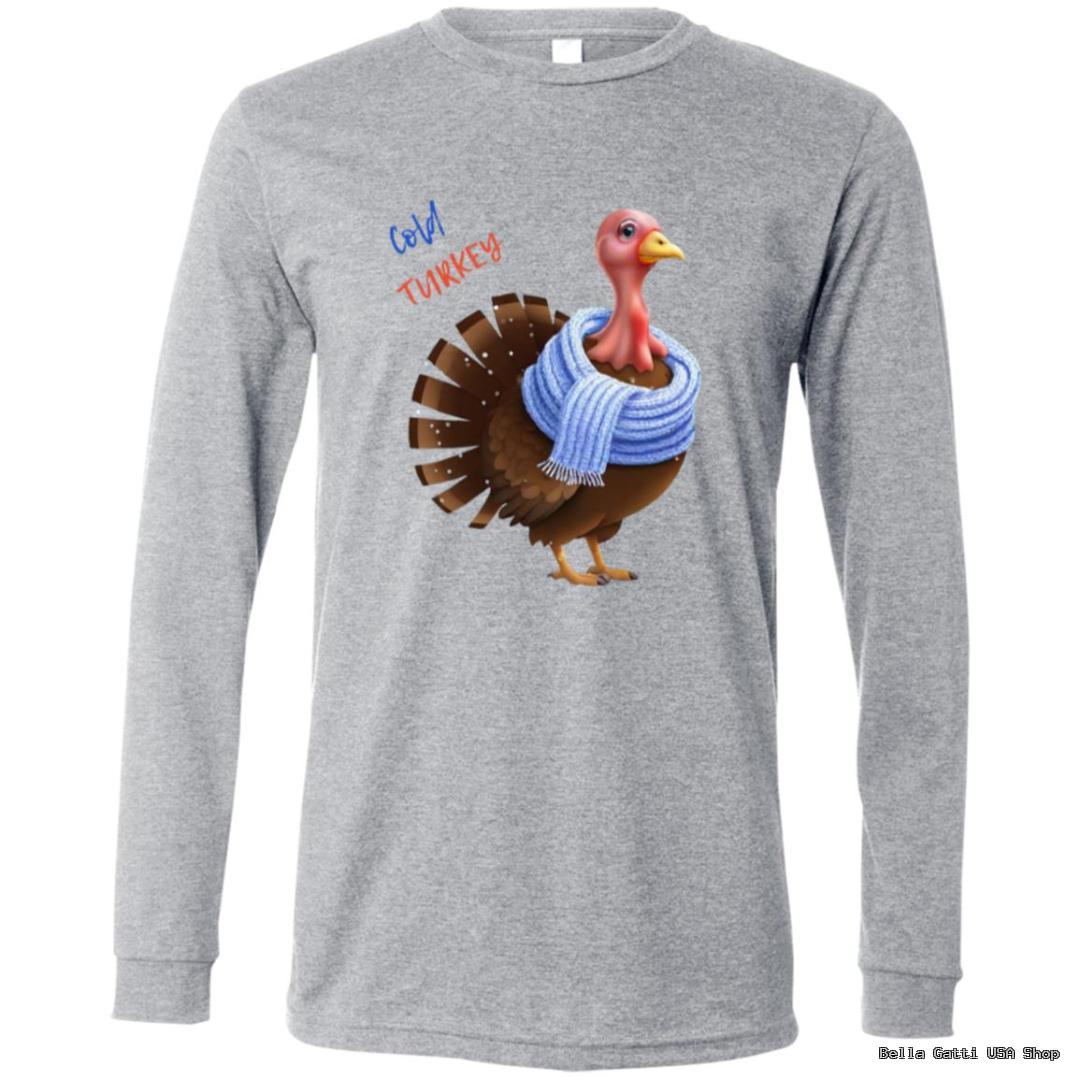 Gray shirt with turkey and scarf illustration