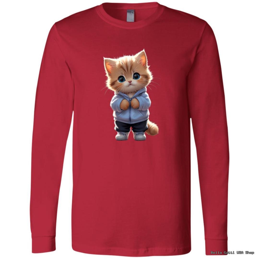 Red shirt with cute cat illustration