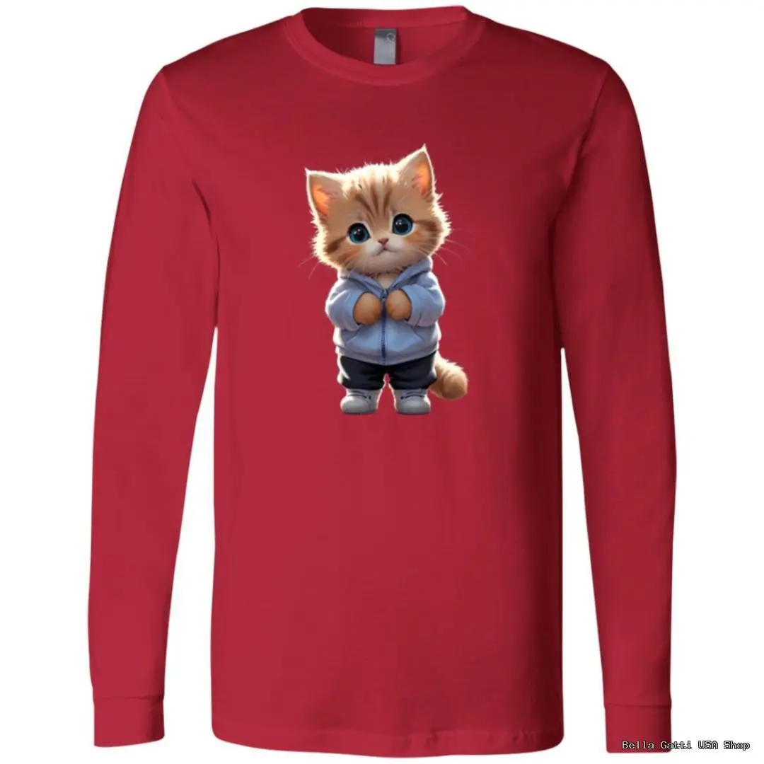 Red shirt with cute cat illustration