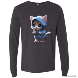 Shirt with cute kitten in hoodie design.