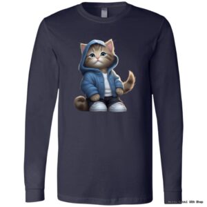 Shirt with cute cat in hoodie design