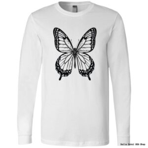 White long-sleeve shirt with butterfly design