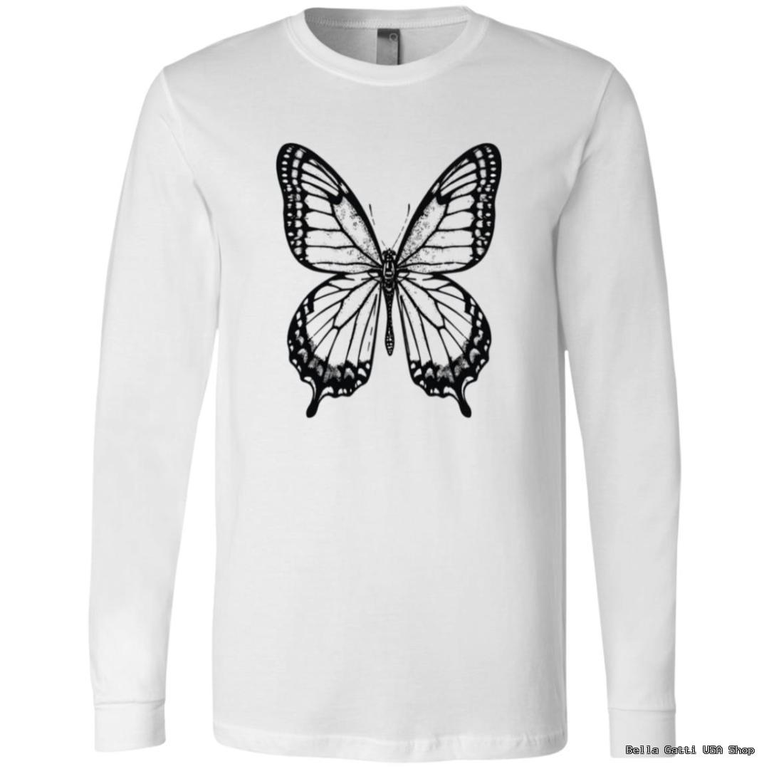 White long-sleeve shirt with butterfly design