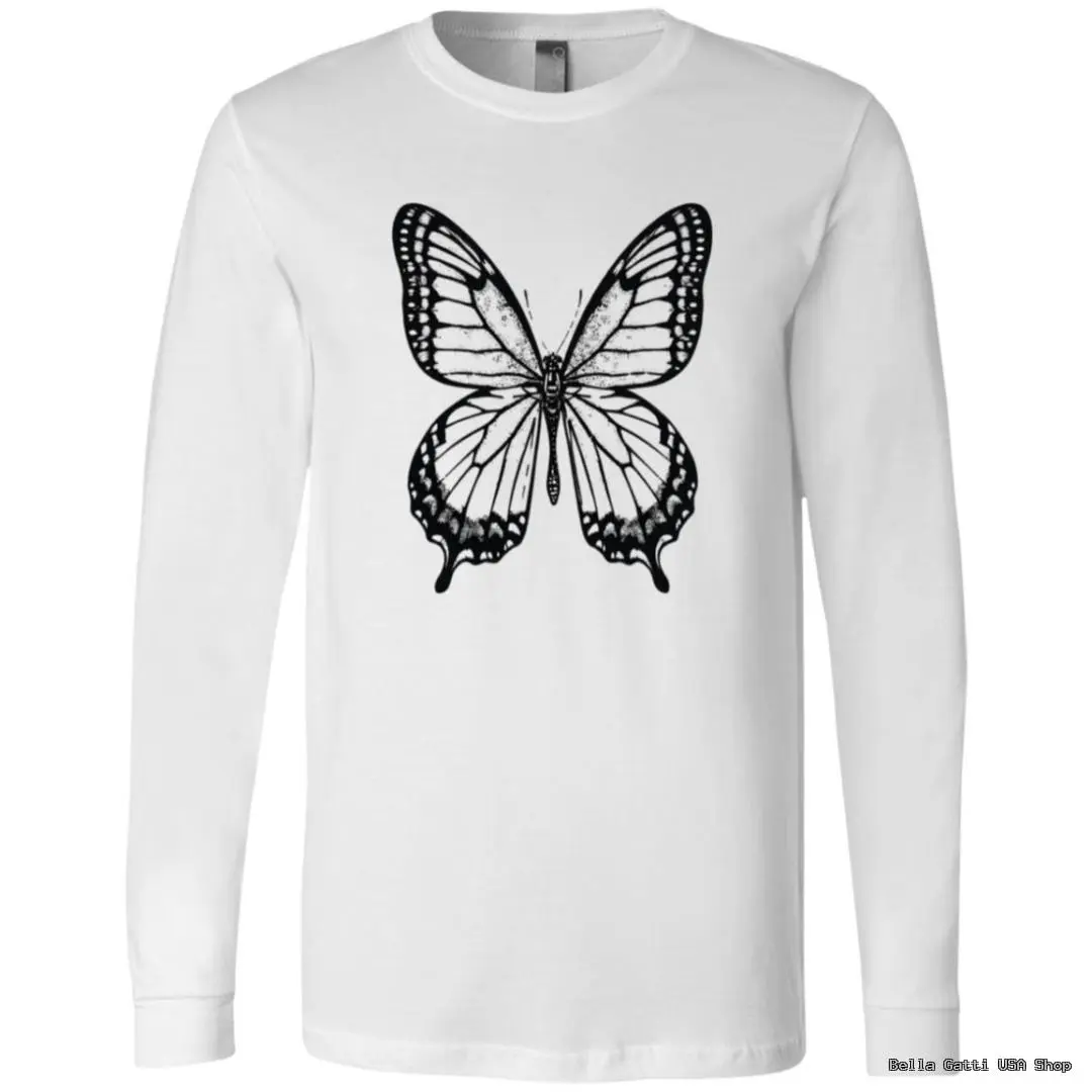 White long-sleeve shirt with butterfly design