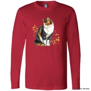 Red shirt with cat illustration design