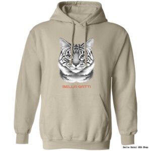 Beige hoodie with tiger face design.