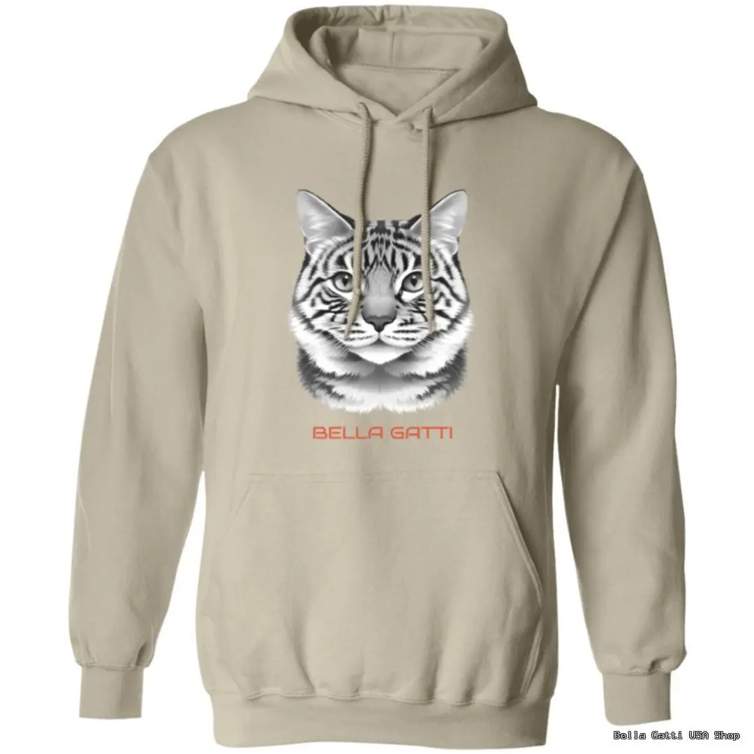 Beige hoodie with tiger face design.