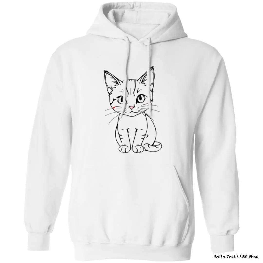 White hoodie with cute cat illustration