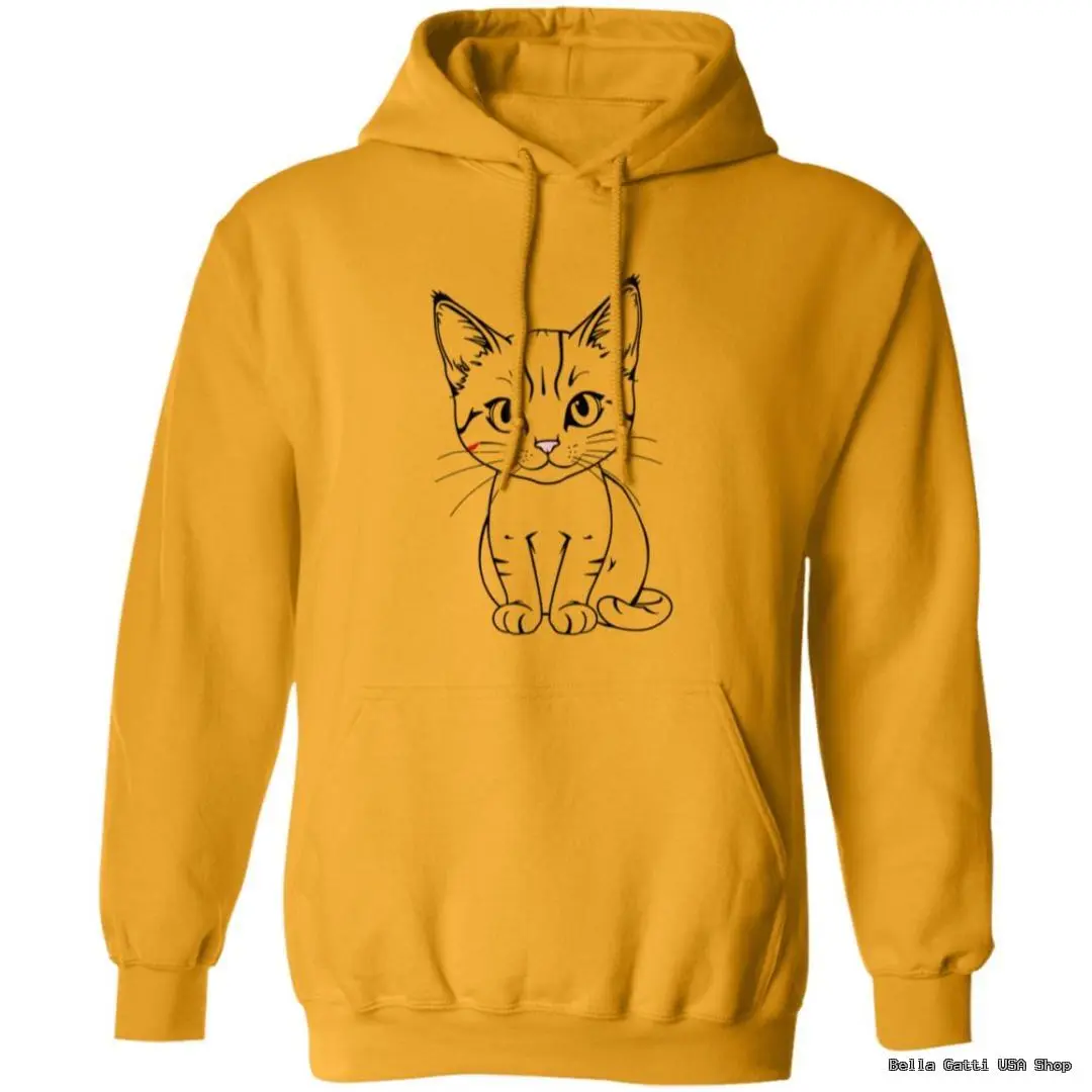 Yellow hoodie with cute cat illustration
