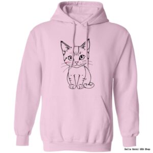 Pink hoodie with cute cat illustration