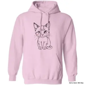 Pink hoodie with cute cat illustration